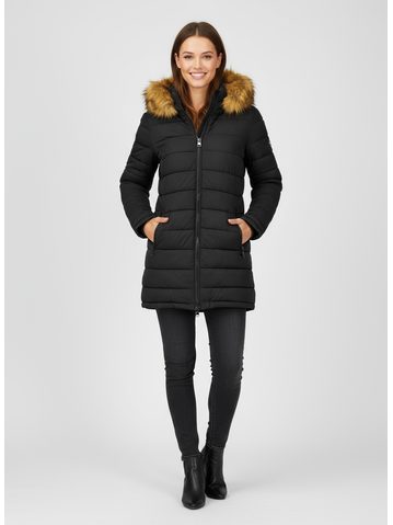 Dámska obojstranná zimná bunda khaki-čierna