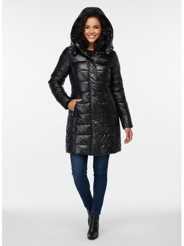 Dámska dlhá prešívaná bunda čierna