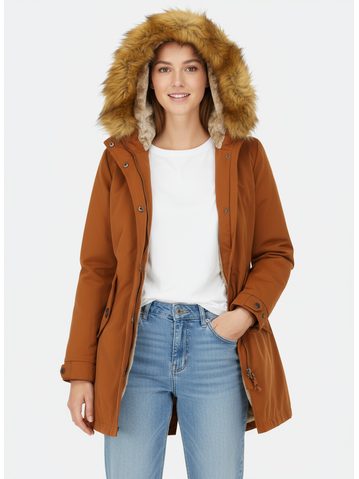 Zateplená dámska zimná bunda tehlová