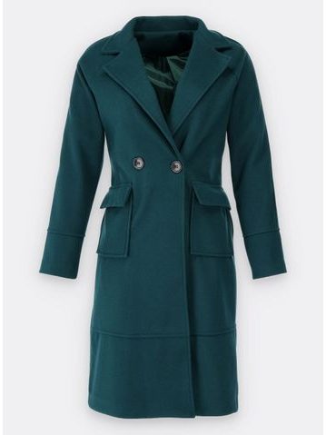Dámsky kabát na prechodné obdobie smaragdovozelený