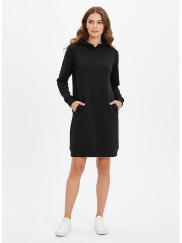 Dámská dlouhá mikina s kapucí černá