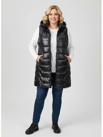 Dámska vesta pre MOLETKY s kapucňou čierna