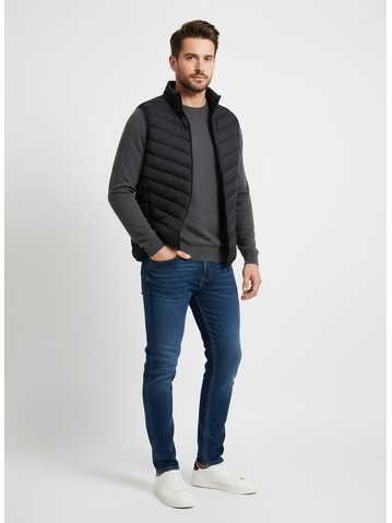 Pánská prošívaná vesta bez kapuce černá