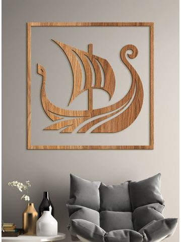 Dřevěný obraz Vikingská loď