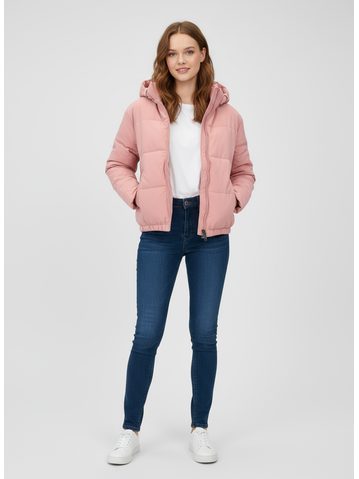 Dámska krátka zimná bunda púdrová