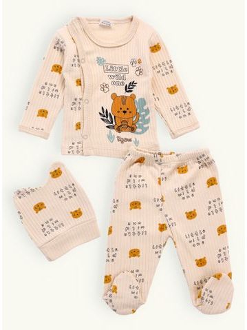 Dětské žebrované pyžamo TIGRIK krémové