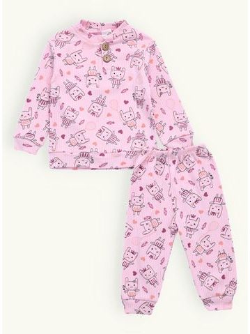 Detské rebrované pyžamo ZAJAČIKY ružové