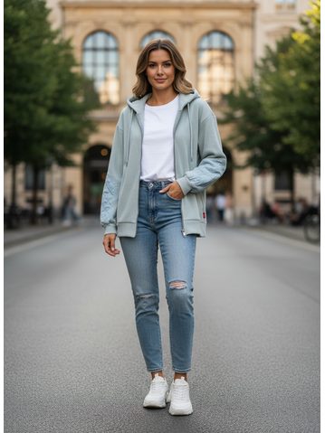 Dámská volná mikina s kapucí mentolová