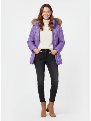 Dámska krátka prešívaná bunda fialová
