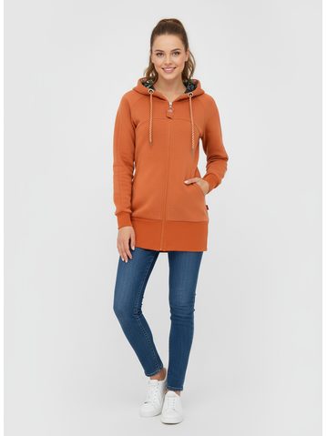 Tehlová mikina s kvetinovou kapucňou