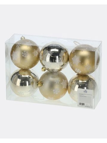 Zlaté vianočné gule s vločkami