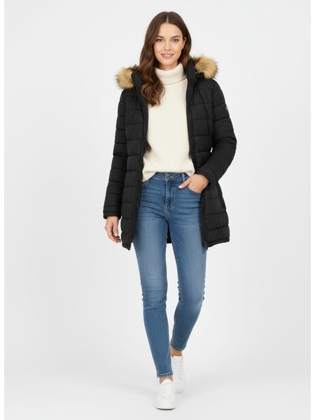 Dámská oboustranná zimní bunda skořicově černá