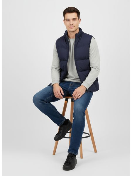 Pánska prešívaná vesta tmavomodrá