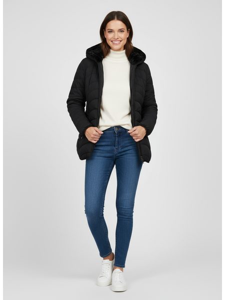 Dámska zimná bunda s plyšovou podšívkou čierna