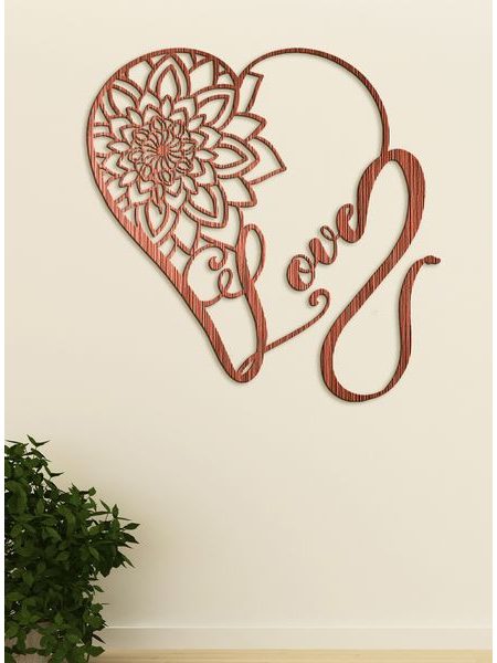 Drevený obraz srdce - LOVE