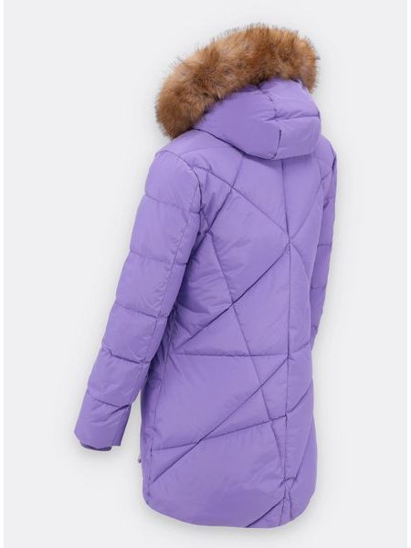 Dámska prešívaná zimná bunda s kapucňou svetlofialová