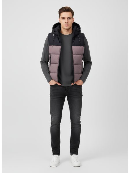 Pánska prešívaná vesta hnedosivá