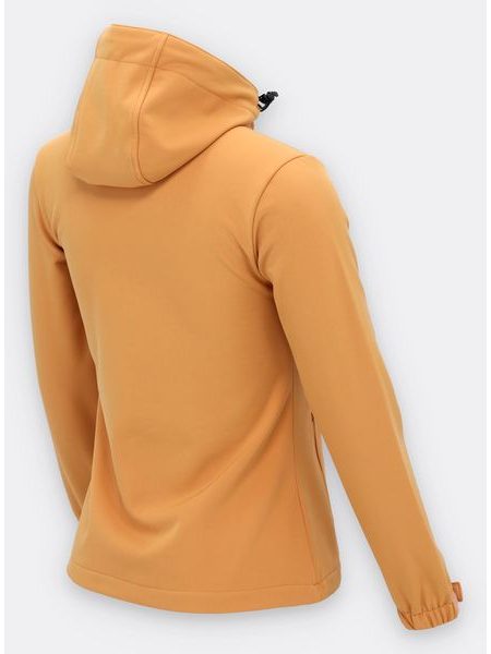Dámska softšelová bunda s kapucňou šafránovo-žltá