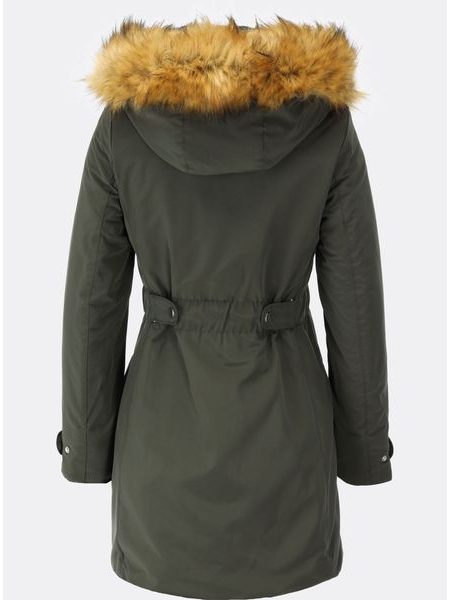 Zateplená dámska zimná bunda tmavozelená