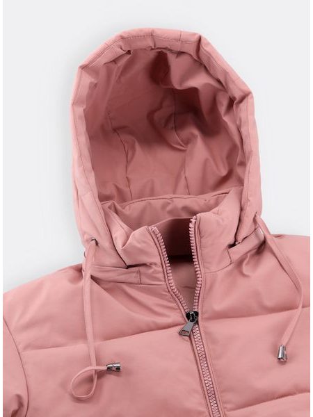 Dámská krátká zimní bunda pudrová