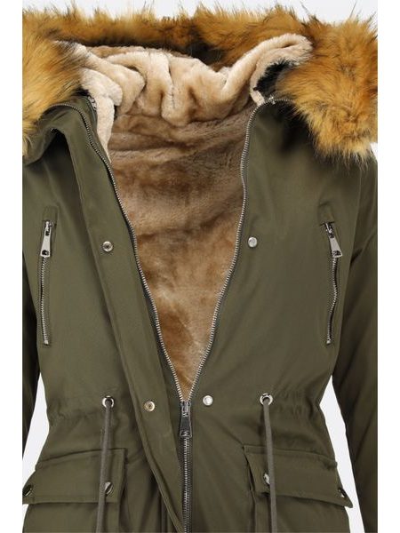 Parka s odopínateľným futrom khaki