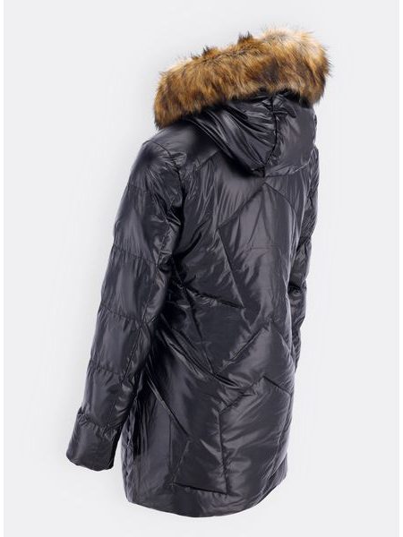 Dámská lesklá prošívaná bunda s kapucí černá