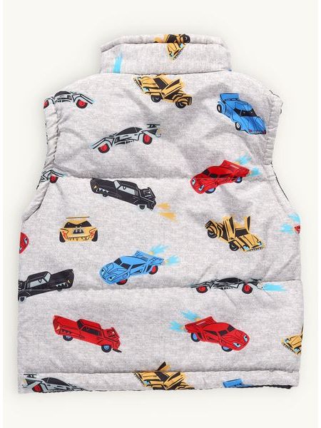 Detská prešívaná vesta AUTÁ sivá