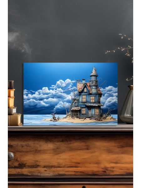 Modrý rozprávkový dom na pláži