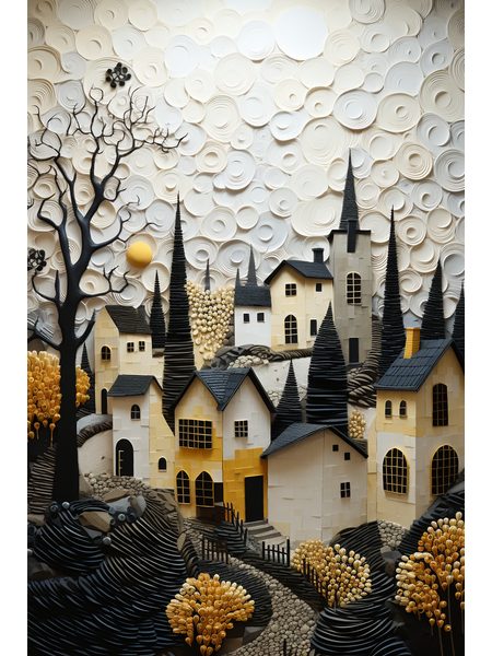 Obraz na stenu bielo-žltá krajina