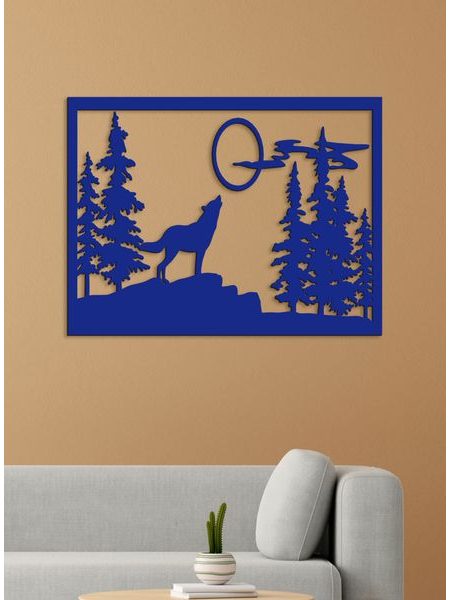 Dřevěný obrázek na stěně vlk