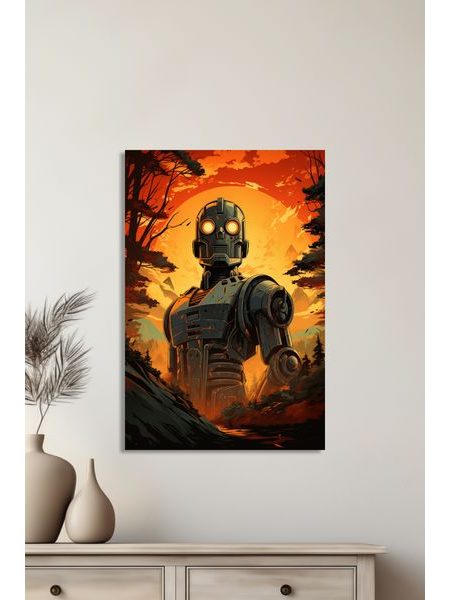 Dekoratívny obraz na stenu robot na planéte