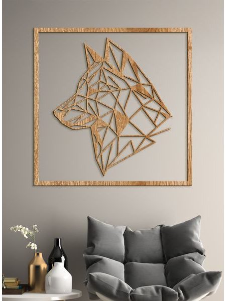 Drevený obraz Silueta vlka