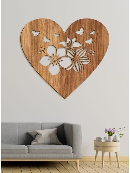 Drevený obraz Srdce plné motýľov
