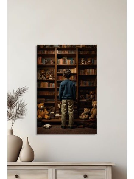 Obraz na stenu - Chlapec pred knižnicou