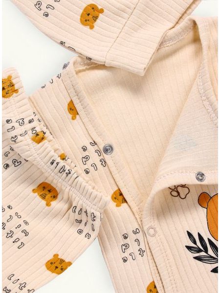 Dětské žebrované pyžamo TIGRIK krémové