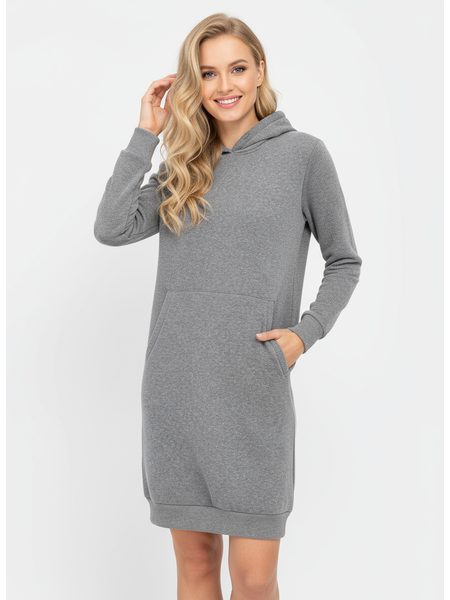 Dámska dlhá mikina s kapucňou sivá