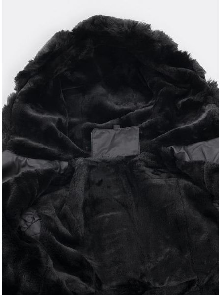 Dámská koženková zateplená bunda černá