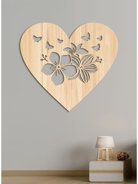 Drevený obraz Srdce plné motýľov
