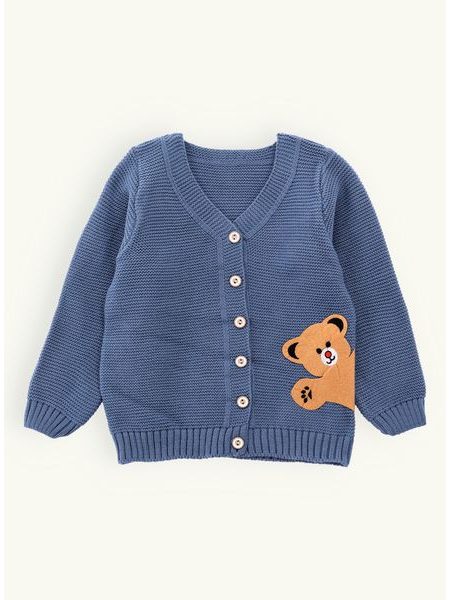 Detský sveter s medvedíkom modrý