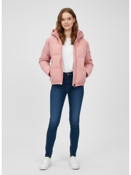 Dámská krátká zimní bunda pudrová