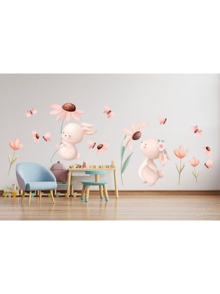 Zajíčci s květinami