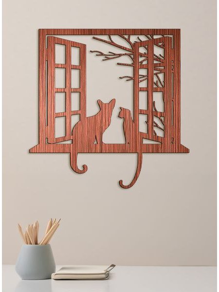 Drevená dekorácia mačky
