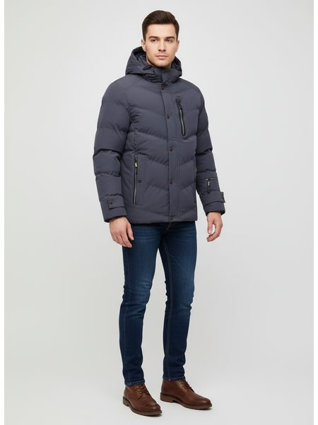 Pánska zimná bunda s kapucňou sivá