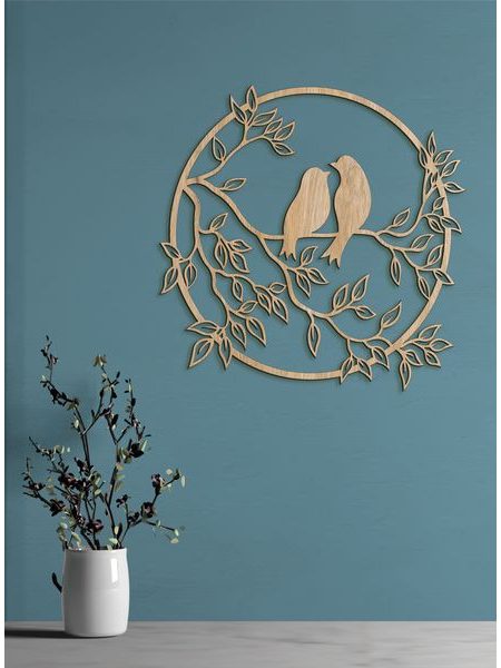 Drevený obraz štebot vtákov