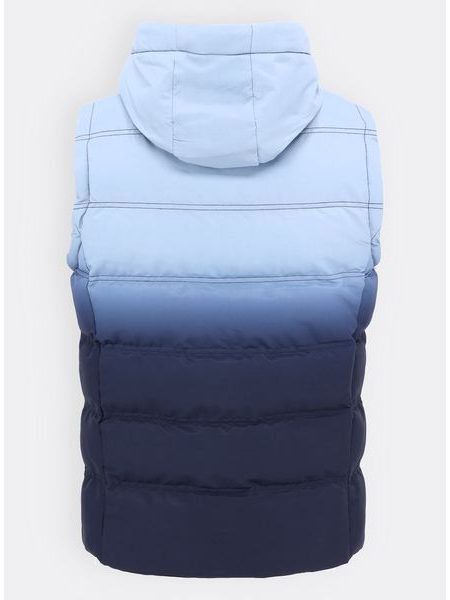 Pánská prošívaná vesta s kapucí ocelově modrá