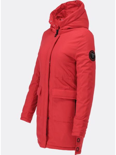 Dámská zimní bunda s kožešinou červená