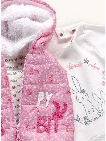 Dětská tepláková souprava ŠŤASTNÝ ZAJÍC růžová