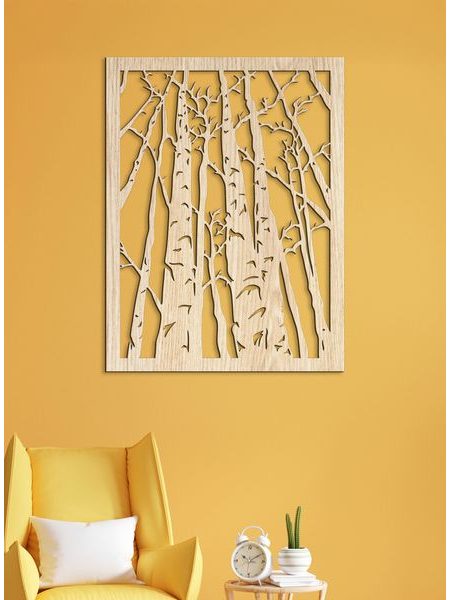 Drevený obraz na stenu silueta lesa