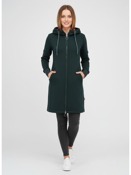 Dámska predĺžená mikina s kapucňou tmavozelená