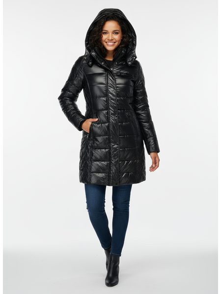 Dámska dlhá prešívaná bunda čierna